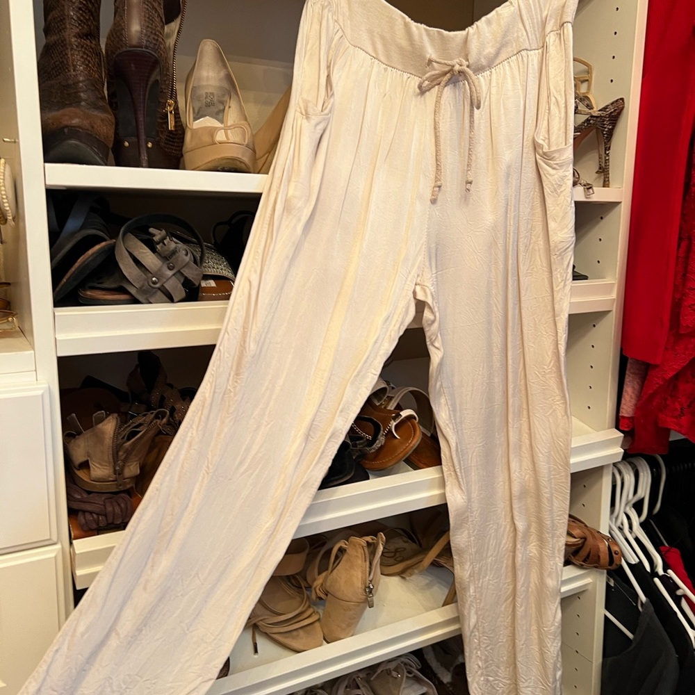 Silk pants- eggshell white